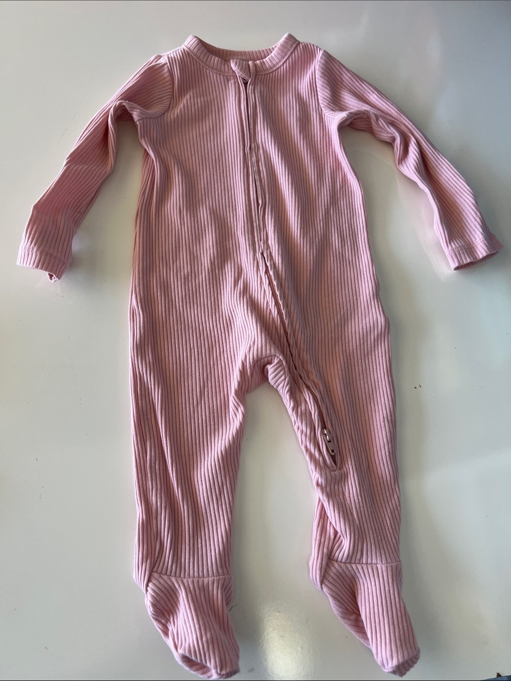 Old Navy Pink Ribbed Footed One-Piece Zipper Sleepwear